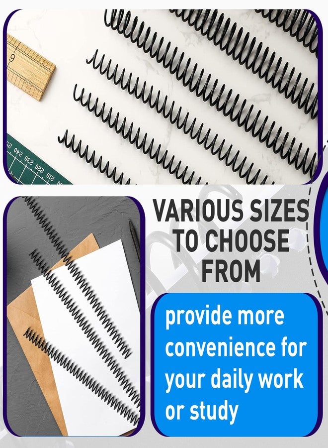 KOTESLLOE 150 Pack Spiral Binding Coils, 4:1 Pitch Plastic Binding Coils Kit, 6 Different Sizes Spiral Coils for Binding 1/4", 5/16", 3/8", 1/2", 5/8", 3/4", Black Binding Spirals - Image 5