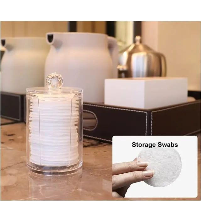 KPS صندوق تخزين وسادات إزالة المكياج KPS | حاوية قطنية شفافة دائرية مع غطاء | منظم حمام | صندوق تخزين مستحضرات التجميل | موزع أعواد القطن (عبوة من 1) - Image 4