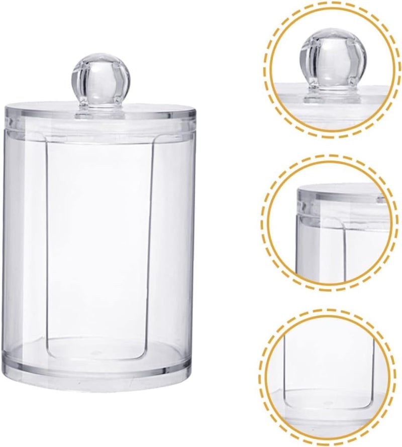 KPS صندوق تخزين وسادات إزالة المكياج KPS | حاوية قطنية شفافة دائرية مع غطاء | منظم حمام | صندوق تخزين مستحضرات التجميل | موزع أعواد القطن (عبوة من 1) - Image 2