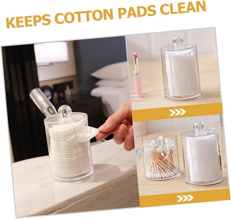 KPS صندوق تخزين وسادات إزالة المكياج KPS | حاوية قطنية شفافة دائرية مع غطاء | منظم حمام | صندوق تخزين مستحضرات التجميل | موزع أعواد القطن (عبوة من 1) - Image 3