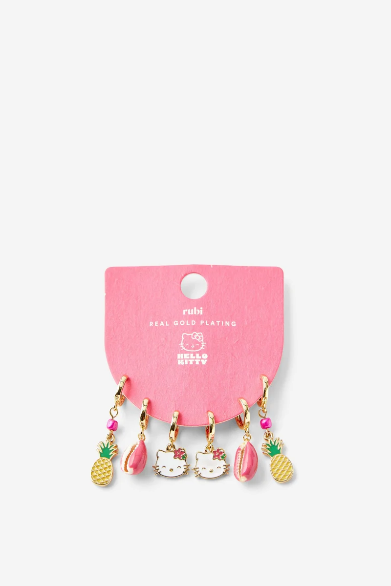 روبي Hello Kitty 3Pk Mid Earring