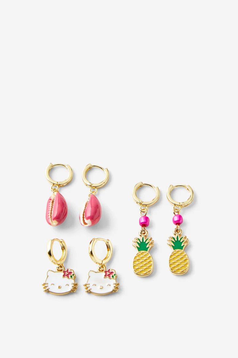 روبي Hello Kitty 3Pk Mid Earring