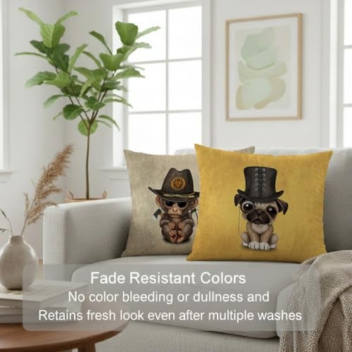 STITCHNEST Set of 2 Funky Friends Collection Printed Jute Cushion Covers 24x24 Inches | Decorative Throw Pillow Covers for Sofa, Living Room, Bedroom | Perfect for Home Decor - Image 5