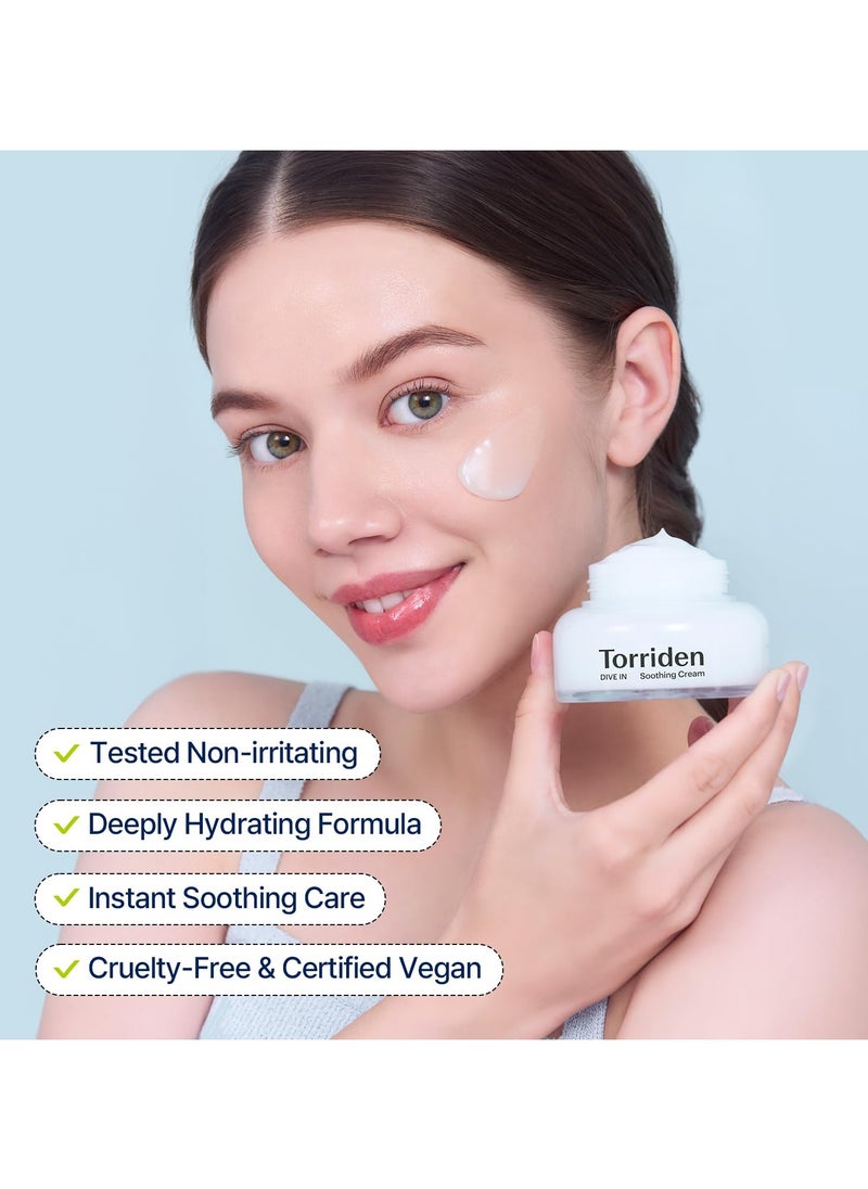Torriden - DIVE IN Hyaluronic Acid Soothing Cream 100ml (3.38 fl. oz) | Revitalizing Facial Moisturizer for Sensitive and Dry Skin | Hyaluronic Acid, Panthenol, Allantoin - Image 1