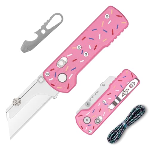 OKNIFE Otacle U1 Folding Pocket Utility Knife, Quick Change Box Cutter with Rail Lock, EDC Razor Knife with Pocket Clip for Office, Factory (Doughnut) - Image 1