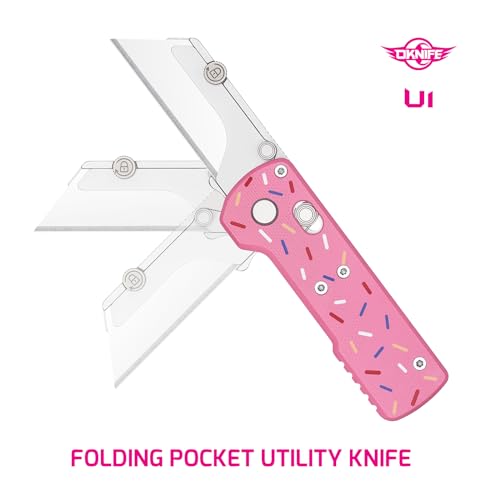 OKNIFE Otacle U1 Folding Pocket Utility Knife, Quick Change Box Cutter with Rail Lock, EDC Razor Knife with Pocket Clip for Office, Factory (Doughnut) - Image 2