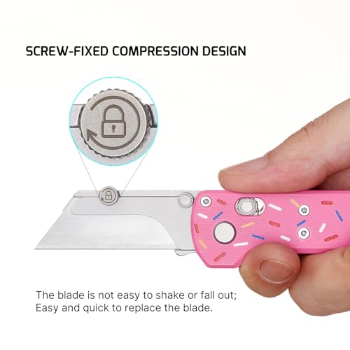 OKNIFE Otacle U1 Folding Pocket Utility Knife, Quick Change Box Cutter with Rail Lock, EDC Razor Knife with Pocket Clip for Office, Factory (Doughnut) - Image 4
