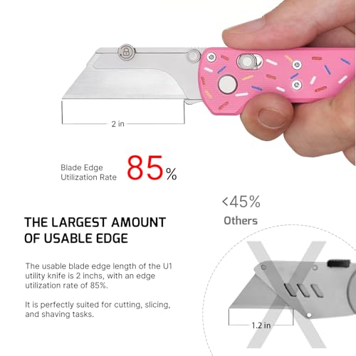 OKNIFE Otacle U1 Folding Pocket Utility Knife, Quick Change Box Cutter with Rail Lock, EDC Razor Knife with Pocket Clip for Office, Factory (Doughnut) - Image 3