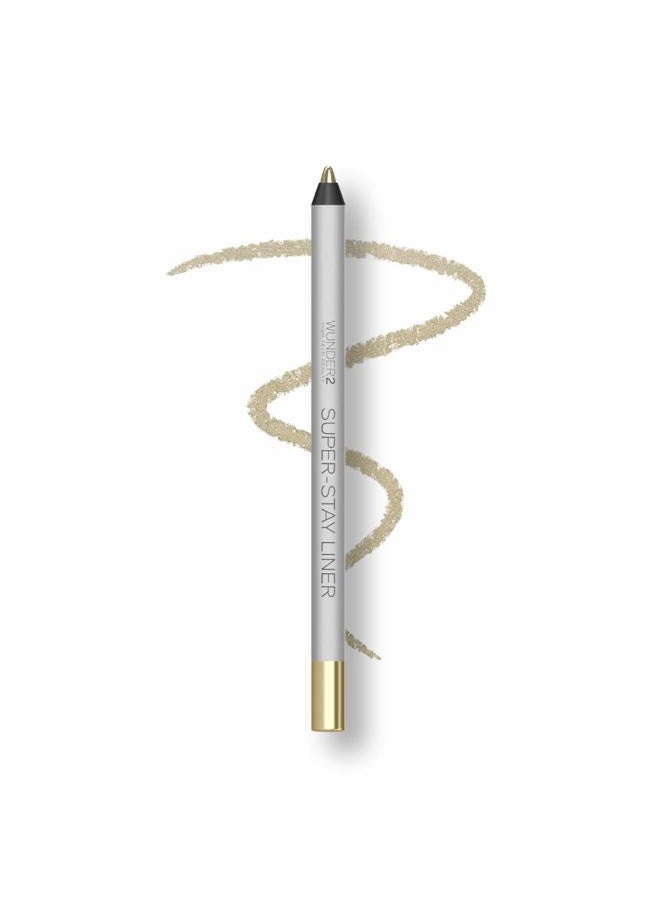 Wunder2 SUPER-STAY LINER Makeup Eyeliner Pencil Long Lasting Waterproof Eye Liner, Color White Gold Metallic - Image 1