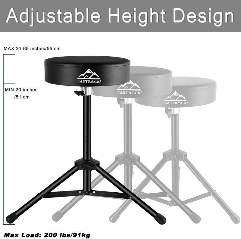 EASTROCK Adjustable Height Drum Throne with Padded Seat and Anti-Slip Feet for Drummers - Image 4