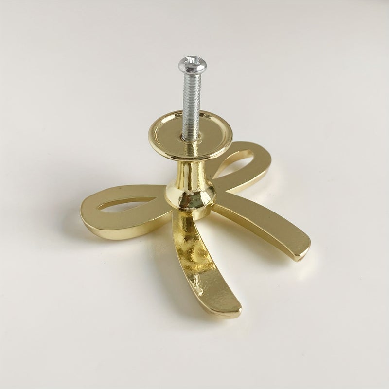 A Set Of 4 Zinc Alloy Bow Handles With Electroplating Golden Cabinet Door Drawer Handles - Image 5