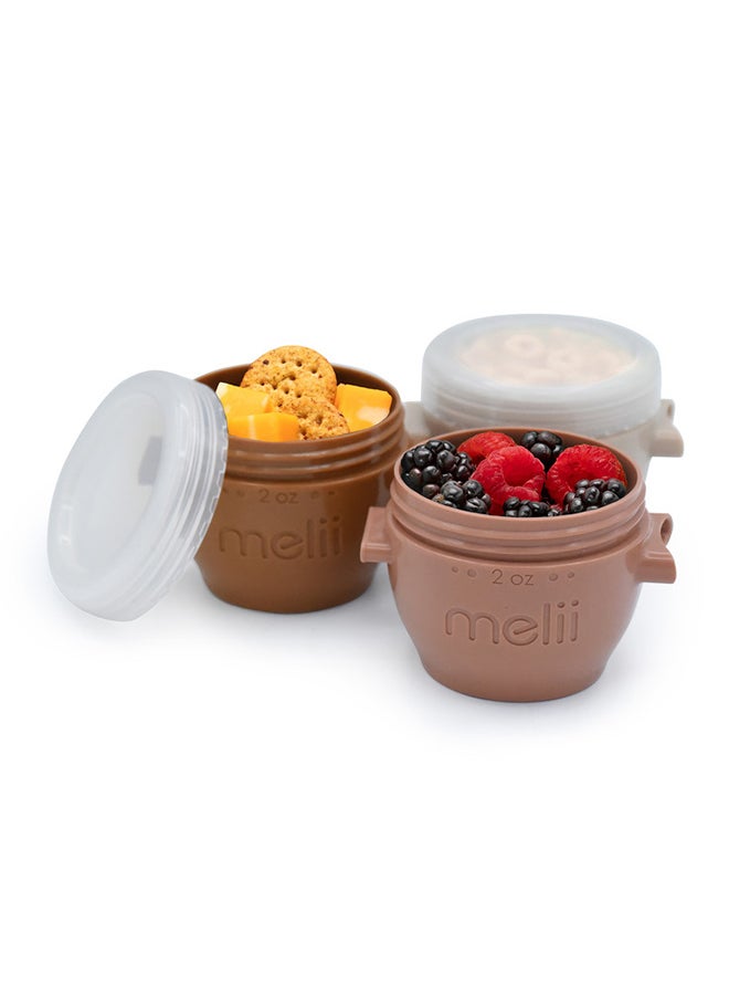melii حاويات تخزين طعام الأطفال القابلة للإغلاق، حاويات وجبات خفيفة، آمنة في الفريزر، 2 أونصة - 6 عبوات، ألوان طبيعية - Image 4