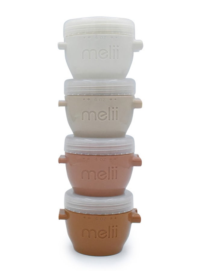 melii حاويات تخزين طعام الأطفال القابلة للإغلاق، حاويات وجبات خفيفة، آمنة في الفريزر، 2 أونصة - 6 عبوات، ألوان طبيعية - Image 3