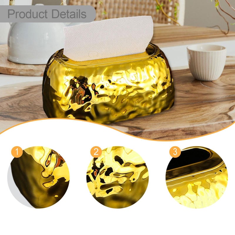 صندوق مناديل ذهبي أكريليك حامل إبداعي لمنظم سطح المكتب - Image 3