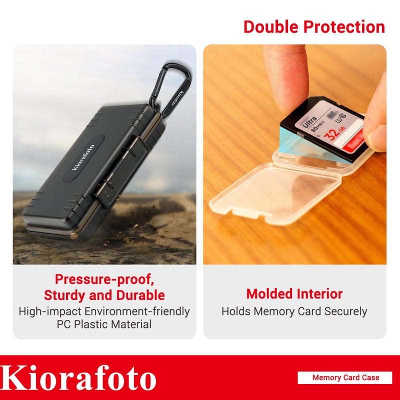 Kiorafoto SD Card Case with 36 Pack Individual Clear Plastic Memory Card Holders for 36 SD SDXC SDHC Cards,Water-Resistant Anti-Shock Anti-Dust SD Card Carrying Organizer Storage Protector with Labels - Image 4