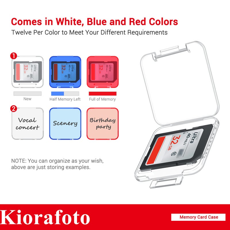 Kiorafoto SD Card Case with 36 Pack Individual Clear Plastic Memory Card Holders for 36 SD SDXC SDHC Cards,Water-Resistant Anti-Shock Anti-Dust SD Card Carrying Organizer Storage Protector with Labels - Image 3