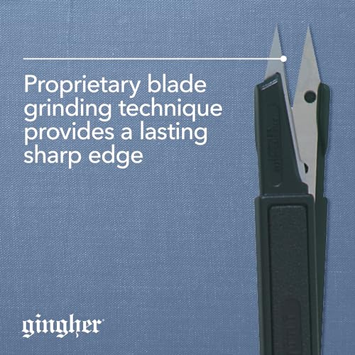 Gingher Featherweight Thread Clippers - 4" Stainless Steel Snips - Sharp Thread Puller with Protective Cap for Crafts - Black - Image 3