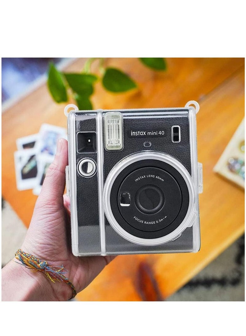 Protective Case Compatible with Fujifilm Instax Mini 40 Instant Film Camera/Crystal Hard Shell PVC Protective Cover Carrying Cover/with Adjustable Shoulder Strap -Clear  - Image 4