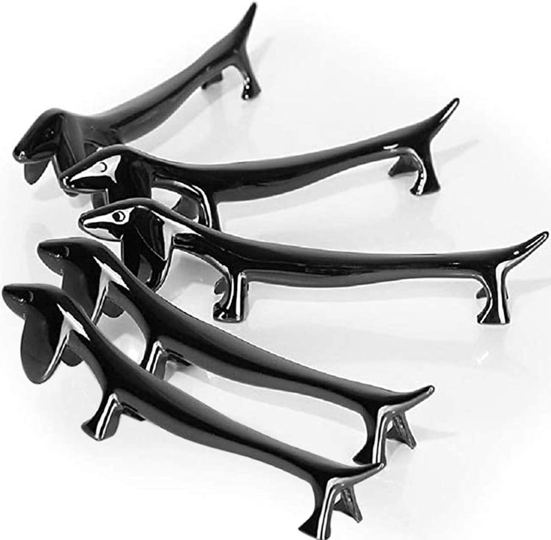 Pack of 5 Zinc Alloy Chopsticks Spoon Forks Knives Tableware Rest Set,Black Dogs