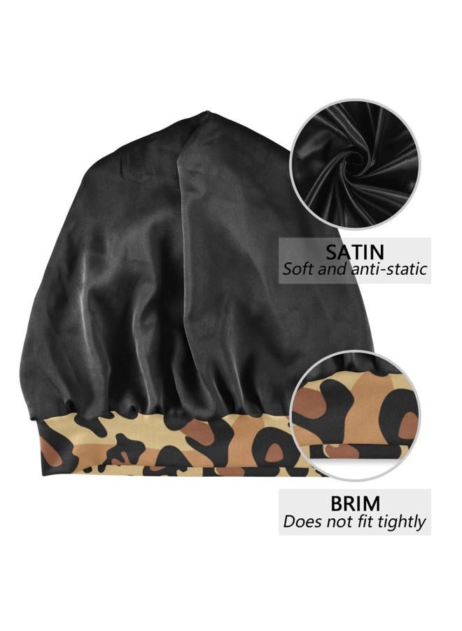 ElliTarr Beanie Hat Satin Bonnet Lined Sleep Cap Hair Wrap Cover Slouchy Beanie for Curly Hair Protection for Gifts for Men Women Brown Leopard Print, Brown Leopard Print, One size - Image 3