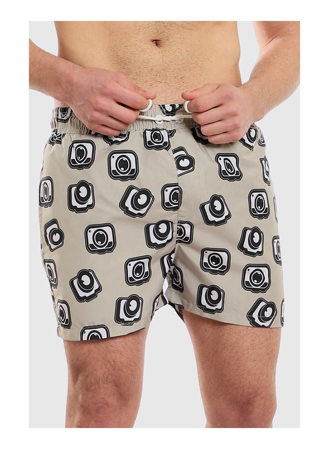 WHITE RABBIT Printed Mid-Rise Swim Shorts  - Image 1