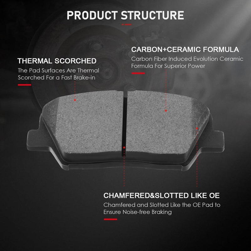 cciyu Front and Rear Ceramic Brake Pads Kit - 8 Pieces for Hyundai Santa Fe and Kia Sorento - Image 2