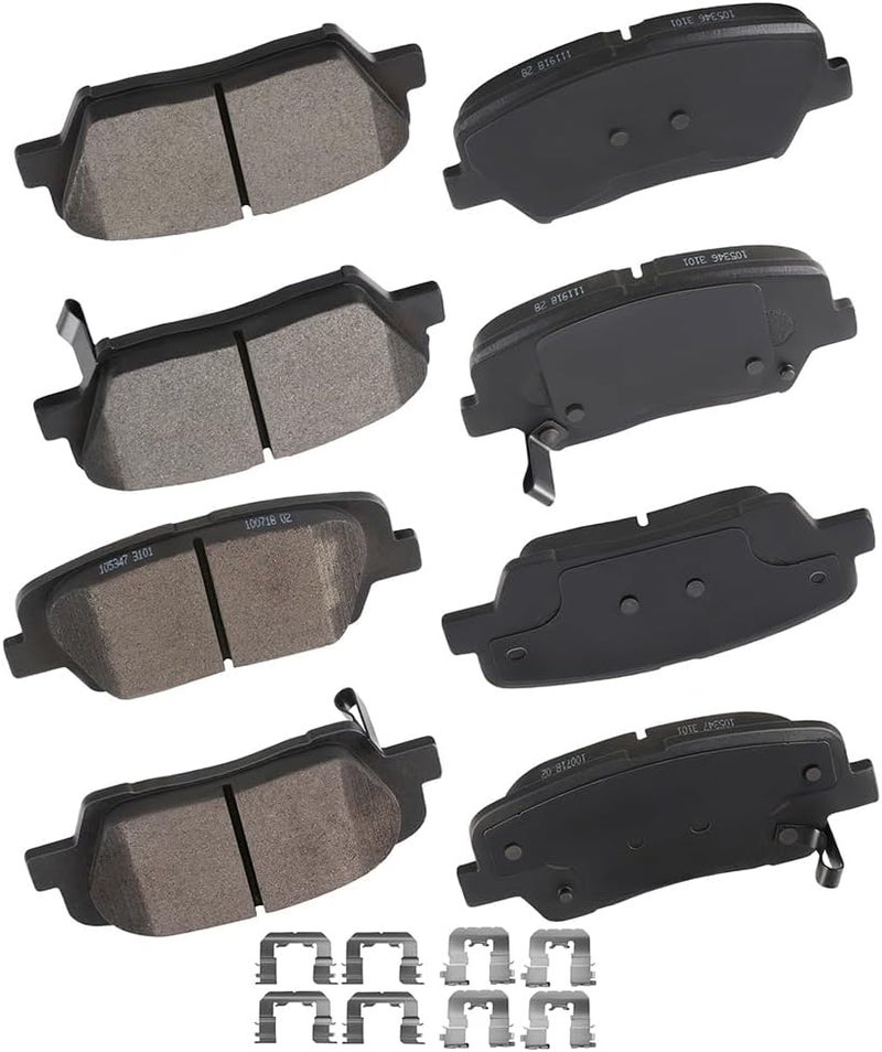 cciyu Front and Rear Ceramic Brake Pads Kit - 8 Pieces for Hyundai Santa Fe and Kia Sorento - Image 1