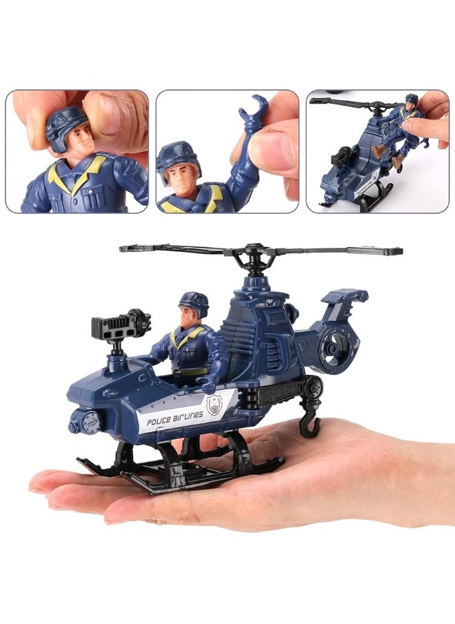 Liberty imports - Liberty Imports 8 PCS Police Rescue Patrol Toy Vehicles and Figures Playset - Helicopter, SWAT Truck, Motorcycle, Action Figures, K-9, Weapons, and Accessories for Kids Imaginative Pretend Play - Image 1