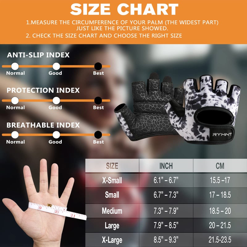 RYMNT Minimal Weight Lifting Gloves,Short Micro Workout Gloves Grip Pads with Full Palm Protection & Extra Grip for Men Women Weightlifting,Gym,Exercise Training.Tie Dye Ink-Medium - Image 4