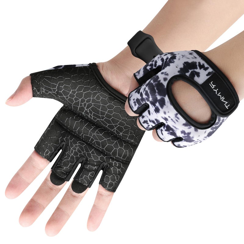 RYMNT Minimal Weight Lifting Gloves,Short Micro Workout Gloves Grip Pads with Full Palm Protection & Extra Grip for Men Women Weightlifting,Gym,Exercise Training.Tie Dye Ink-Medium - Image 2