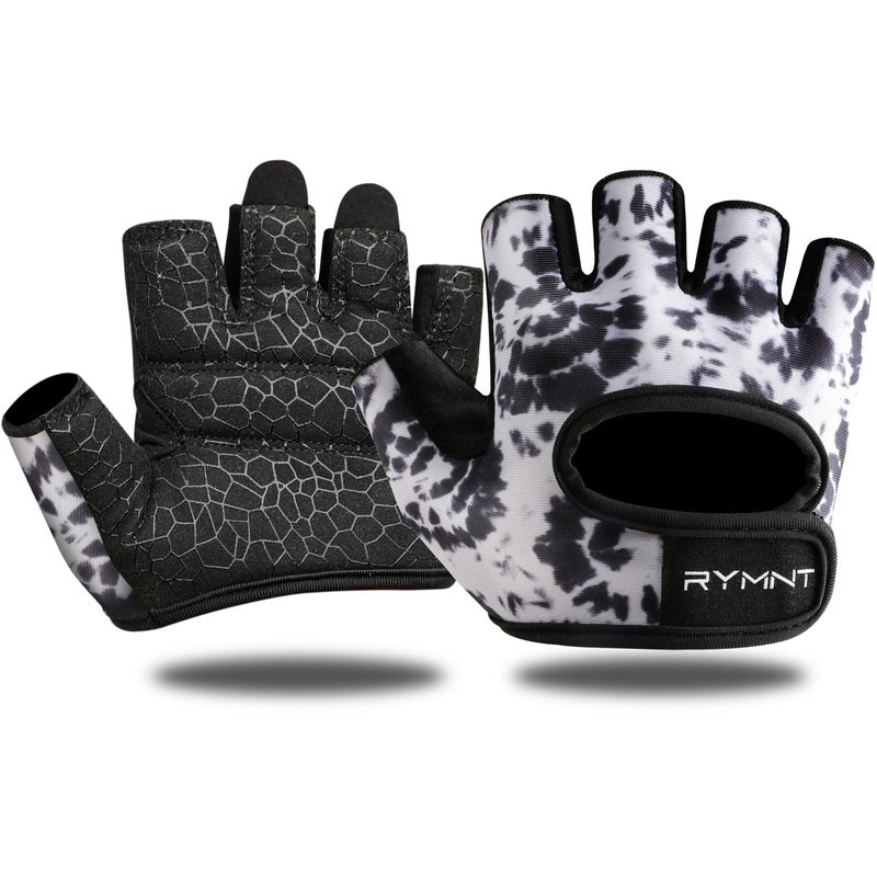 RYMNT Minimal Weight Lifting Gloves,Short Micro Workout Gloves Grip Pads with Full Palm Protection & Extra Grip for Men Women Weightlifting,Gym,Exercise Training.Tie Dye Ink-Medium - Image 1