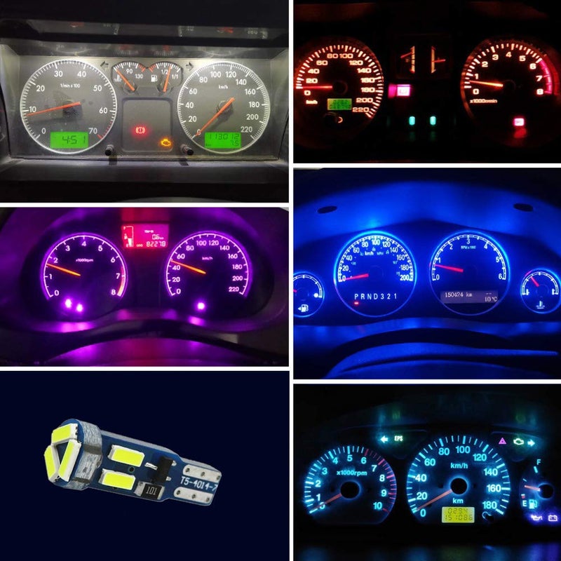 weiXuan 10X T5 LED Bulbs Wedge with Twist Lock Socket 74 70 37 17 2721 PC74 PC37 LED Lamps for Car Interior Gauge Cluster Dashboard Instrument Panel Indicators (Green) - Image 2