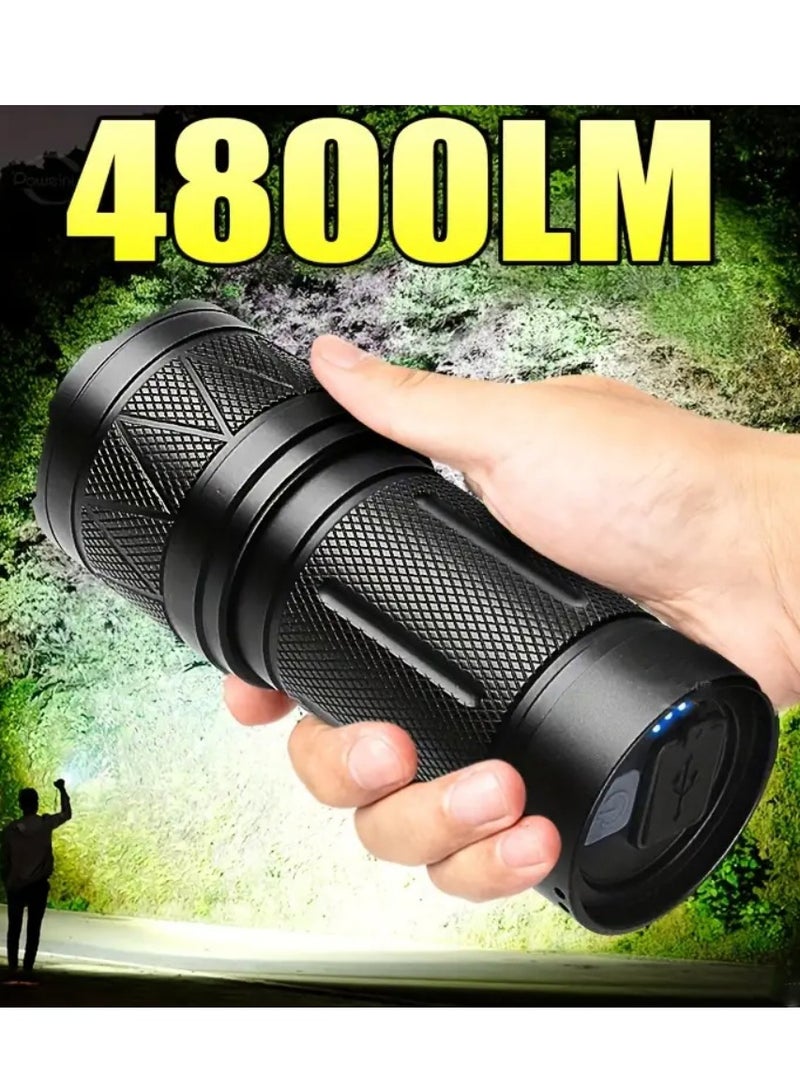 Super Bright LED Flashlight, 12000mAh Rechargeable Battery, Handheld Torch for Home Security, Safety, Cleaning, No Waterproof, Battery Powered - Image 1