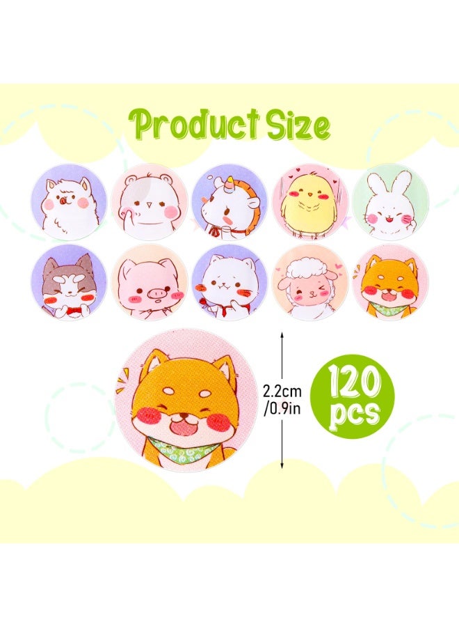 120 Pcs Kids Cartoon Adhesive Bandages, 10 Cute Assorted Styles 0.9 Inch Round Vaccination Plasters, Breathable Wound Band-Aids for Blisters, Pimples, Minor Cuts & Vaccination Care - Image 2