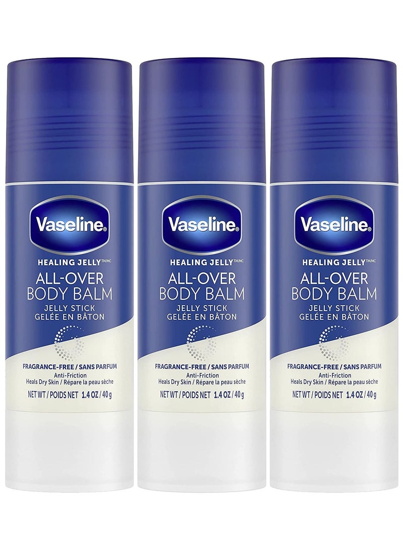 Vaseline All-Over Body Balm Jelly Stick Anti-Friction For Dry Skin Unscented, 40 g Pack of 3 - Image 1