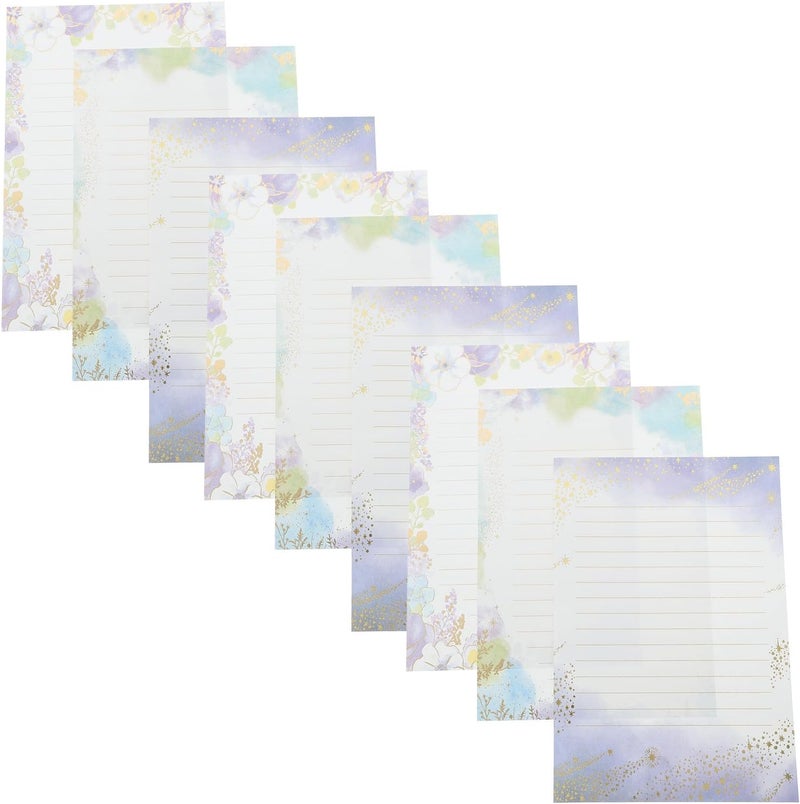 A5 Gold Foil Stamped Lined Writing Paper Set 24 Sheets Vintage Floral Letterhead Paper for Invitations Scrapbook Crafts and Letter Writing - Image 1