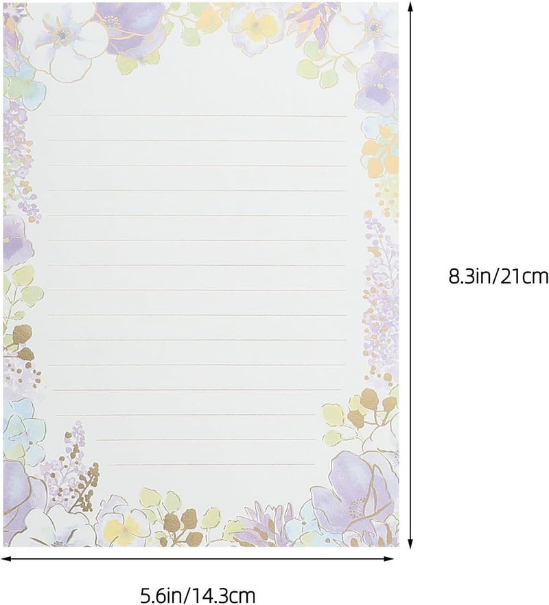 A5 Gold Foil Stamped Lined Writing Paper Set 24 Sheets Vintage Floral Letterhead Paper for Invitations Scrapbook Crafts and Letter Writing - Image 2