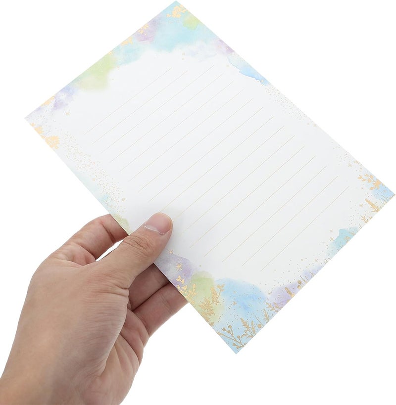 A5 Gold Foil Stamped Lined Writing Paper Set 24 Sheets Vintage Floral Letterhead Paper for Invitations Scrapbook Crafts and Letter Writing - Image 3