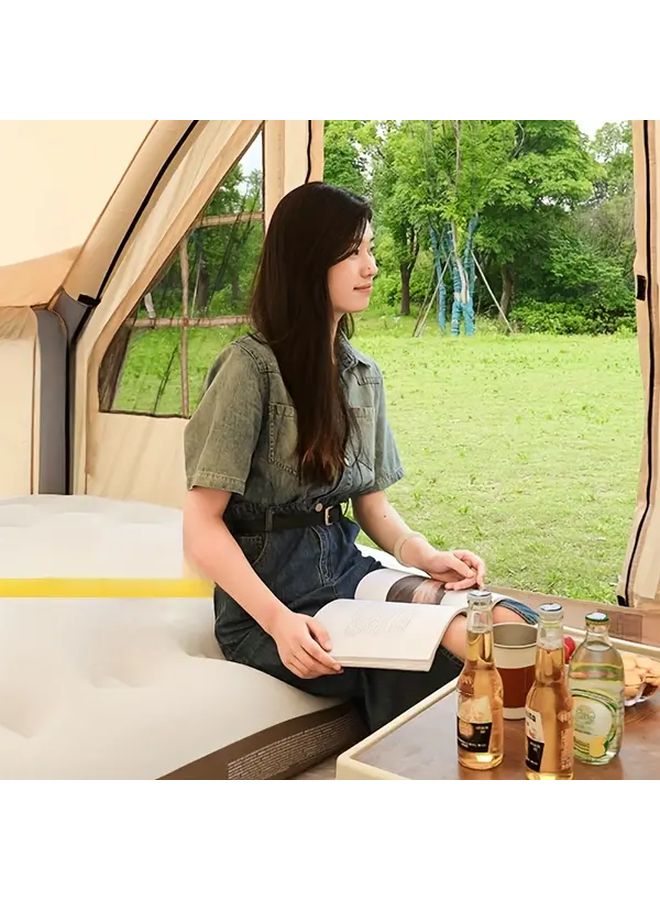 74.8 Inch X 28.74 Inch Off White Outdoor Air Mattress for Adults Double Size Spacious Comfortable Single Size Lightweight Flexible Thick Durable Ground Moisture Resistance Hardness Protection Foldable Easy Storage Carrying Inflatable Pump Included Quick Setup Sleeping Space For Home Camping Overnight - Image 3