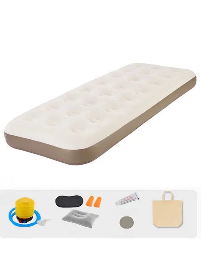 74.8 Inch X 28.74 Inch Off White Outdoor Air Mattress for Adults Double Size Spacious Comfortable Single Size Lightweight Flexible Thick Durable Ground Moisture Resistance Hardness Protection Foldable Easy Storage Carrying Inflatable Pump Included Quick Setup Sleeping Space For Home Camping Overnight - Image 1