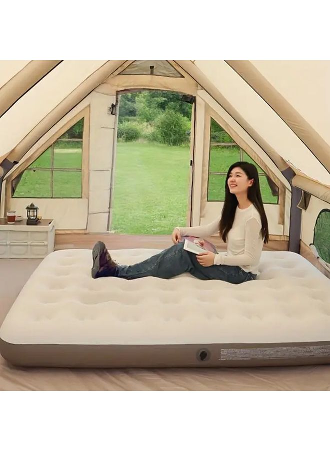 74.8 Inch X 28.74 Inch Off White Outdoor Air Mattress for Adults Double Size Spacious Comfortable Single Size Lightweight Flexible Thick Durable Ground Moisture Resistance Hardness Protection Foldable Easy Storage Carrying Inflatable Pump Included Quick Setup Sleeping Space For Home Camping Overnight - Image 5