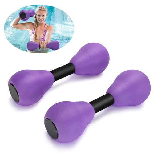 Carperipher Aquatic Dumbells,2Pcs Foam Water Weights Aerobic Exercise Fitness Equipment Dumbbells, Pool Resistance Swimming Training for Adults/Kids/Men/Women Weight Loss, Beginner Swimming Training, Purple - Image 1