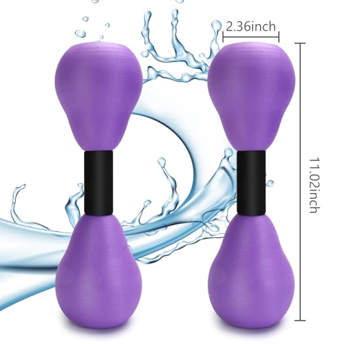 Carperipher Aquatic Dumbells,2Pcs Foam Water Weights Aerobic Exercise Fitness Equipment Dumbbells, Pool Resistance Swimming Training for Adults/Kids/Men/Women Weight Loss, Beginner Swimming Training, Purple - Image 3