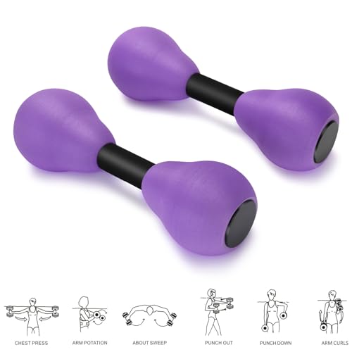 Carperipher Aquatic Dumbells,2Pcs Foam Water Weights Aerobic Exercise Fitness Equipment Dumbbells, Pool Resistance Swimming Training for Adults/Kids/Men/Women Weight Loss, Beginner Swimming Training, Purple - Image 2