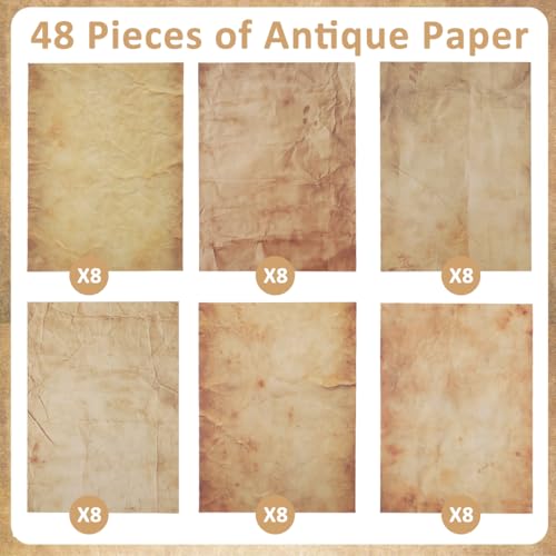 OFIFO® 48 Sheet DIY Scrapbooking, Double-sided Crinkle Texture Retro Yellowish Background, 100 GSM Writing Decorative Paper for Crafting, Gift, 11''x8.5'' - Image 3