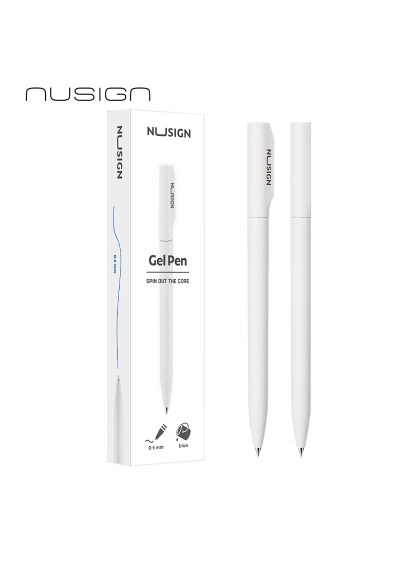 NUSIGN 10-Piece Gel Ink Pen 0.5mm Tip Blue Ink White Body - Image 2