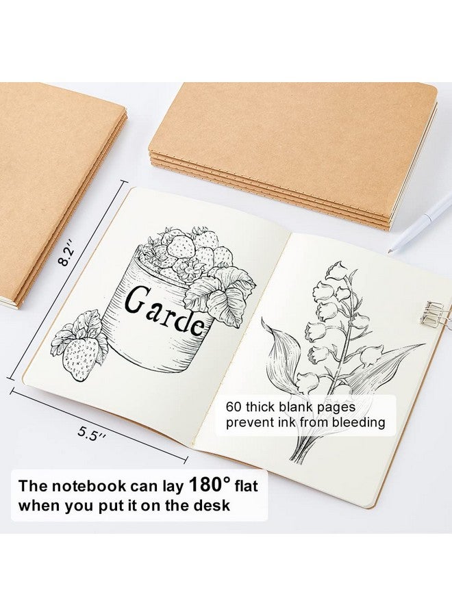 feela 30 Pack Blank Kraft Notebooks, Unlined Sketchbook Note Pad Travel Journal for Drawing Doodling Writing, Journal Bulk For Women Kids Students Office School Supplies, A5, 60 Pages, 8.3” X 5.5” - Image 2