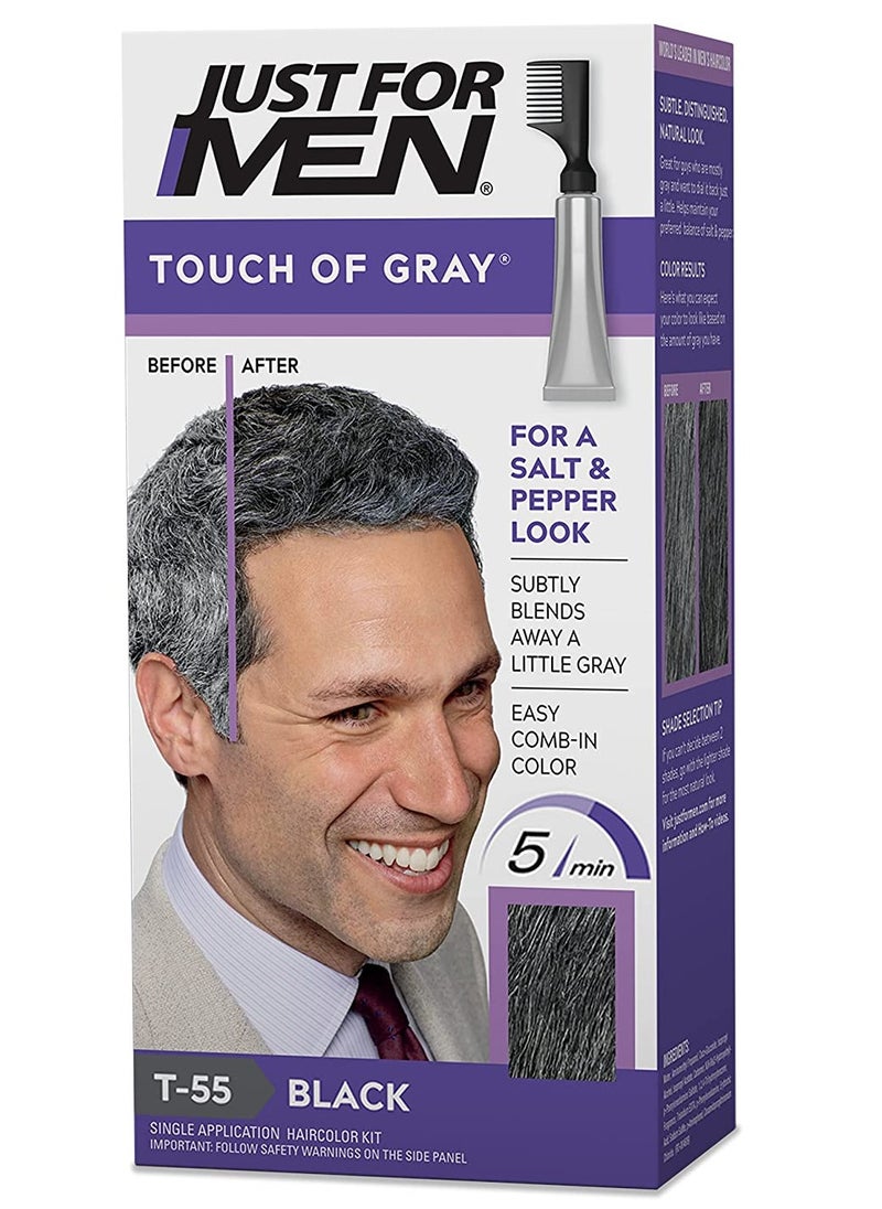 Just For Men - Touch of Gray, Hair Coloring with Comb Applicator,  Black - Image 1