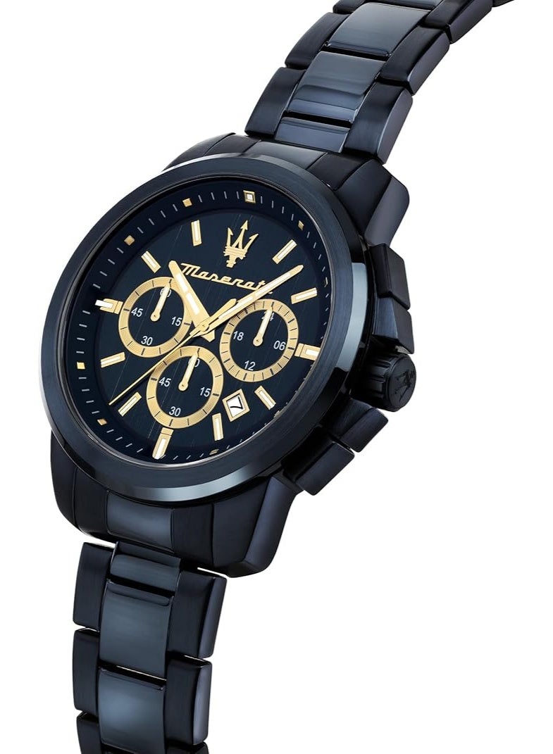 مازيراتي ساعة رجالية مايستراتي سكسيسو 44 ملم بميناء أسود وحزام أسود - Image 4