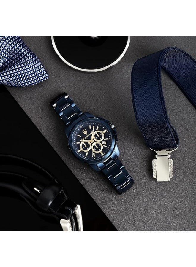 مازيراتي ساعة رجالية مايستراتي سكسيسو 44 ملم بميناء أسود وحزام أسود - Image 5